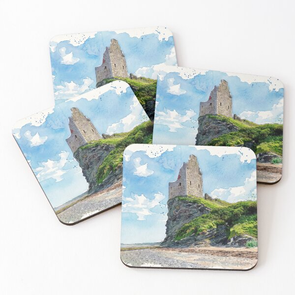 Item preview, Watercolour illustration of Greenan Castle, Ayrshire, Scotland designed and sold by davidelder.