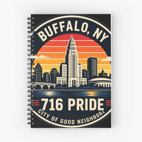 Item preview, Buffalo NY Retro Badge Shirt – 716 Pride City of Good Neighbors Skyline designed and sold by Laughprints.
