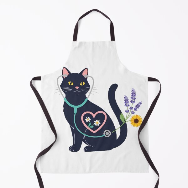 Item preview, Black Cat Lavender Sprigs Stethoscope Shaped Heart Gift designed and sold by pumsquare.