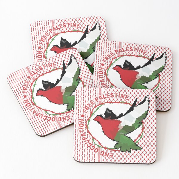 Item preview, Palestinian Arabic Kufiya Hatta Pattern End Occupation Free Palestine -Red designed and sold by Hurriyyatee.