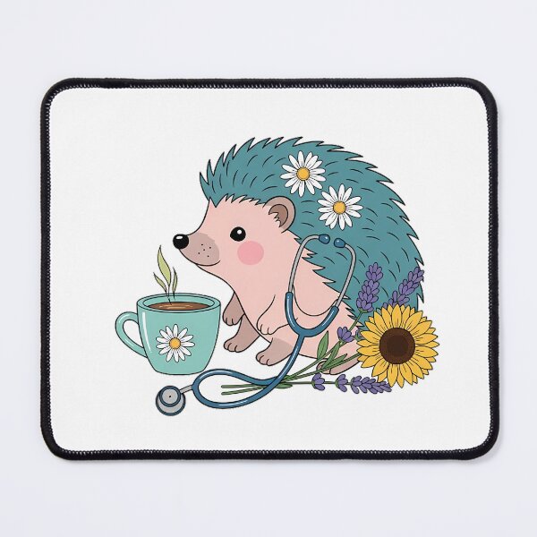 Item preview, Hedgehog Lavender Sprigs Tea Mug and Stethoscope Gift designed and sold by pumsquare.
