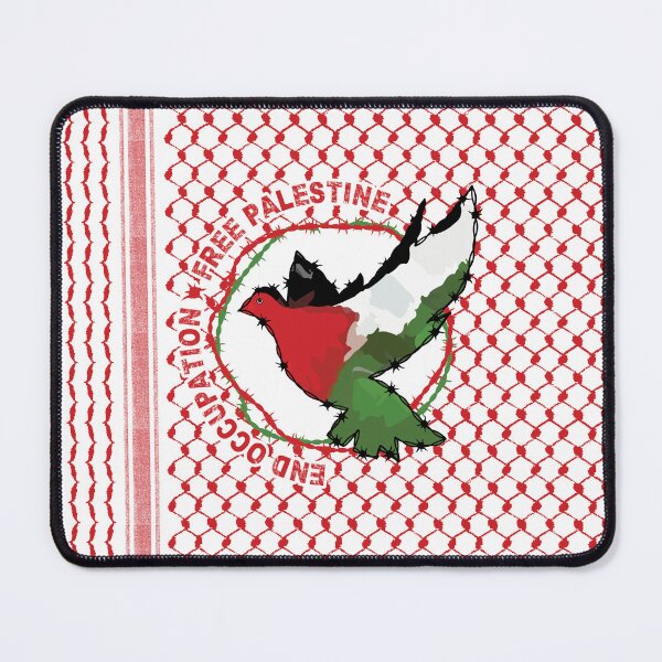 Item preview, Palestinian Arabic Kufiya Hatta Pattern End Occupation Free Palestine -Red designed and sold by Hurriyyatee.
