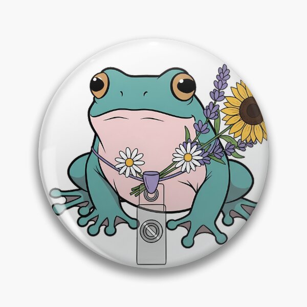 Item preview, Frog Lavender Sprigs Lavender Badge Reel Gift designed and sold by pumsquare.