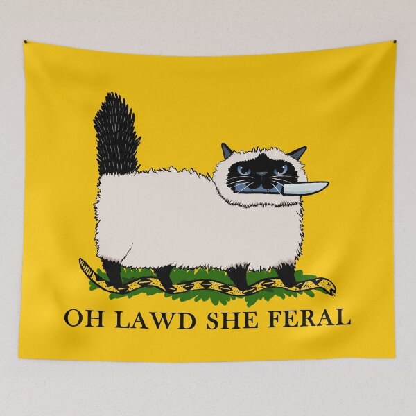 Item preview, Oh Lawd She Feral Siamese Cat designed and sold by KilkennyCat Art.