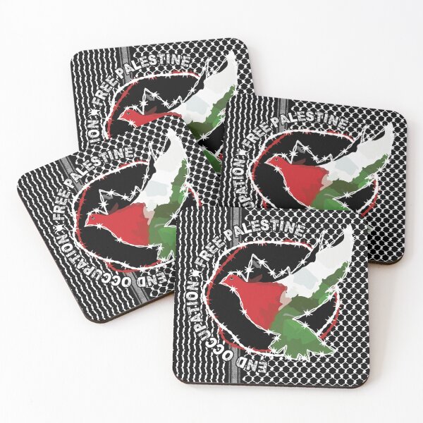 Item preview, End Occupation Free Palestine with Palestinian Arabic Kufiya Hatta Pattern -White designed and sold by Hurriyyatee.