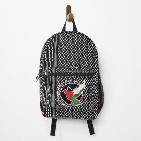 Item preview, End Occupation Free Palestine with Palestinian Arabic Kufiya Hatta Pattern -White designed and sold by Hurriyyatee.