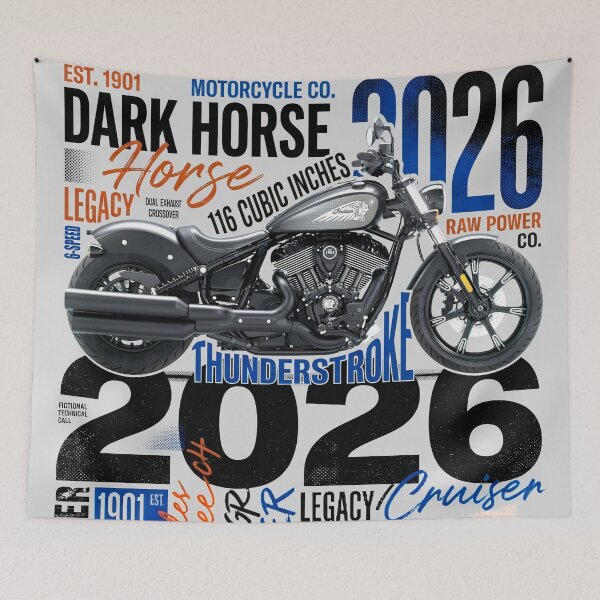 Item preview, Indian Chief Dark Horse 2026 Black Smoke Type Collage designed and sold by EdGraphy.