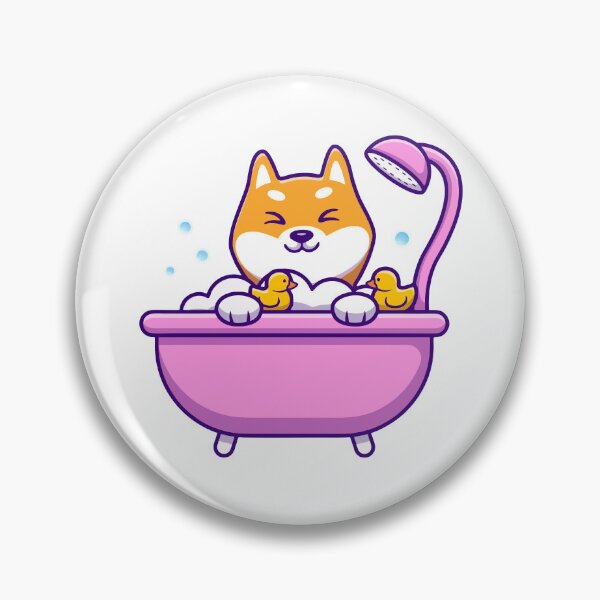 Item preview, Cute Shiba Inu Dog Having Bubble Bath with Rubber Ducks designed and sold by Gromiber.