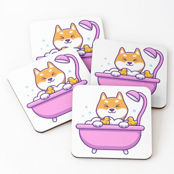 Item preview, Cute Shiba Inu Dog Having Bubble Bath with Rubber Ducks designed and sold by Gromiber.