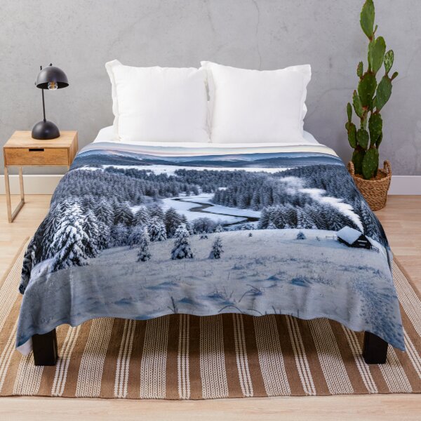 Item preview, Peaceful Winter Cabin Snow Mountain Landscape Wall Art designed and sold by IntelliMindDesigns.