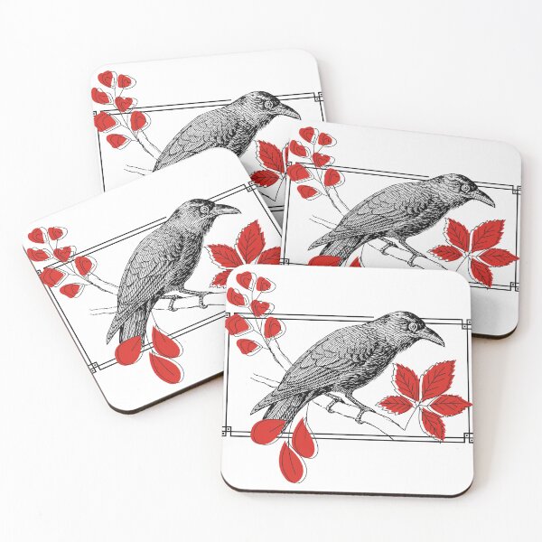 Item preview, Vintage Raven & Red Leaves - Gothic Art designed and sold by Kanniax.