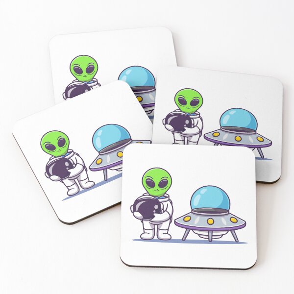 Item preview, Cute Astronaut Alien with UFO Spaceship designed and sold by Gromiber.