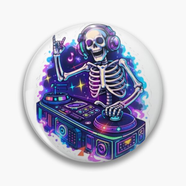 Item preview, Neon DJ Skeleton Music Vibes designed and sold by bhaveshsticker.