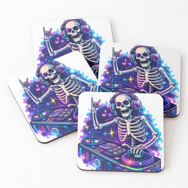 Item preview, Neon DJ Skeleton Music Vibes designed and sold by bhaveshsticker.