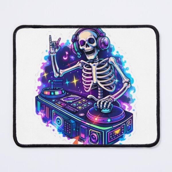 Item preview, Neon DJ Skeleton Music Vibes designed and sold by bhaveshsticker.