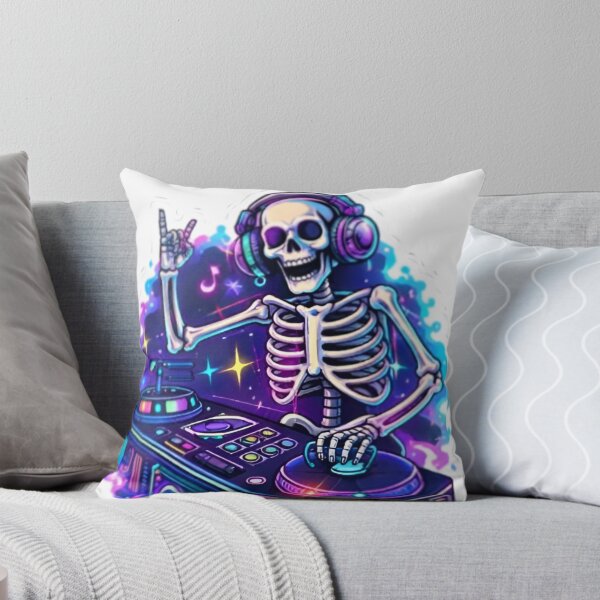 Item preview, Neon DJ Skeleton Music Vibes designed and sold by bhaveshsticker.