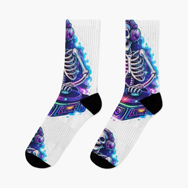 Item preview, Neon DJ Skeleton Music Vibes designed and sold by bhaveshsticker.
