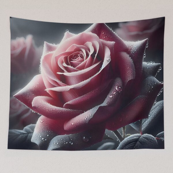 Item preview, Red Pink Rose With Dew Digital Art designed and sold by PandaTShirtShop.