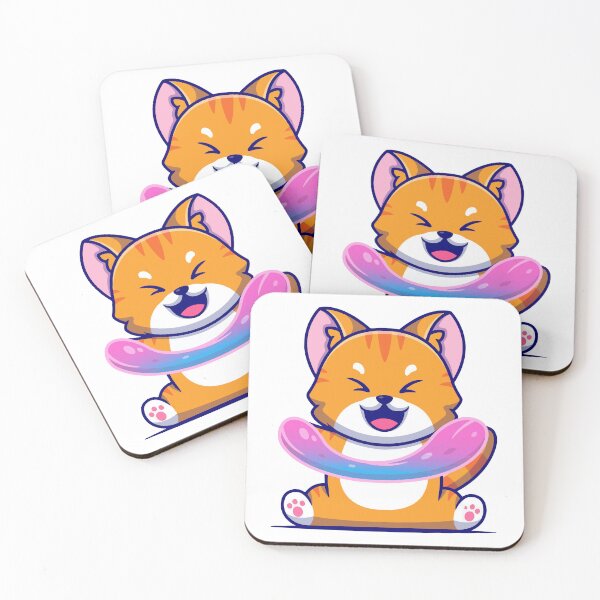 Item preview, Cute Kawaii Ginger Cat Playing with Pink Slime designed and sold by Gromiber.