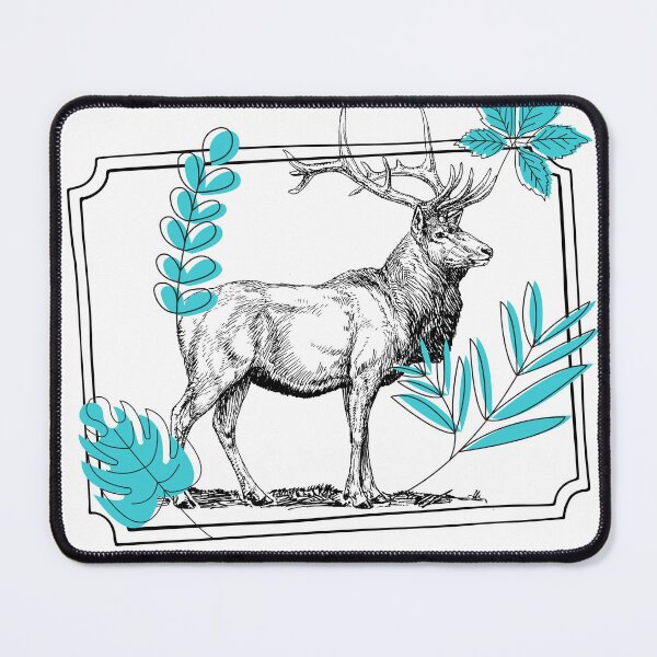 Item preview, Majestic Stag & Turquoise Leaves - Vintage Art designed and sold by Kanniax.