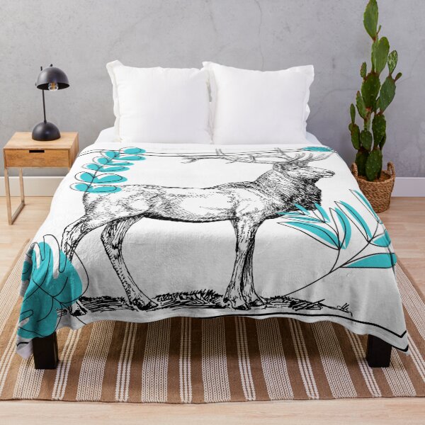 Item preview, Majestic Stag & Turquoise Leaves - Vintage Art designed and sold by Kanniax.