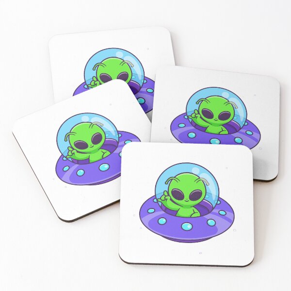 Item preview, Cute Space Alien Waving from Purple UFO designed and sold by Gromiber.