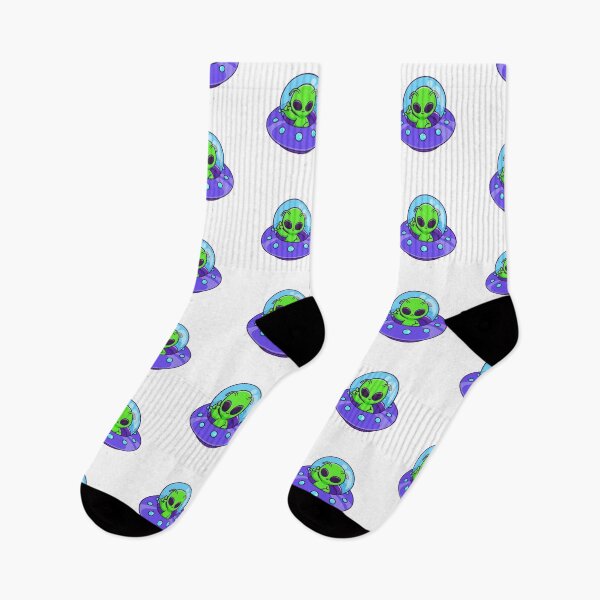 Item preview, Cute Space Alien Waving from Purple UFO designed and sold by Gromiber.