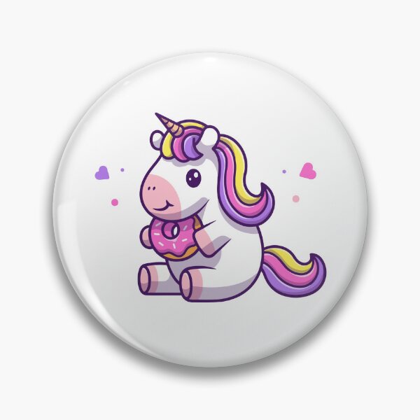 Item preview, Adorable Kawaii Unicorn Eating Pink Glazed Donut designed and sold by Gromiber.