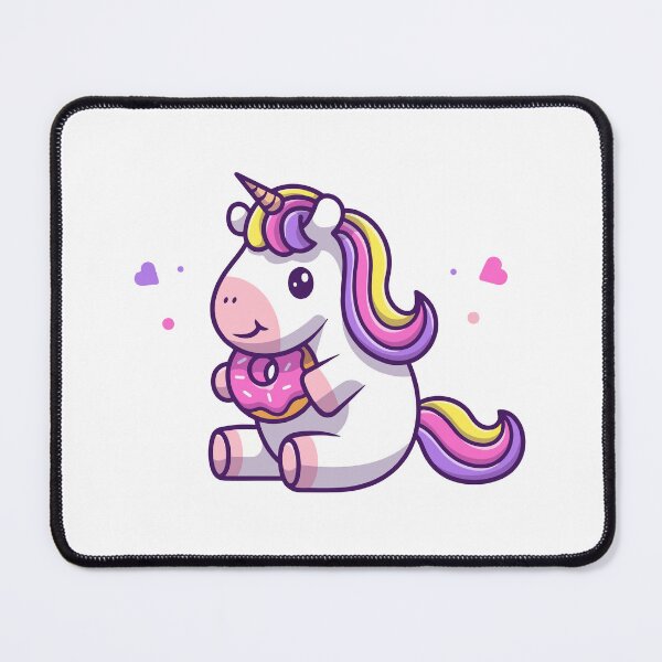 Item preview, Adorable Kawaii Unicorn Eating Pink Glazed Donut designed and sold by Gromiber.