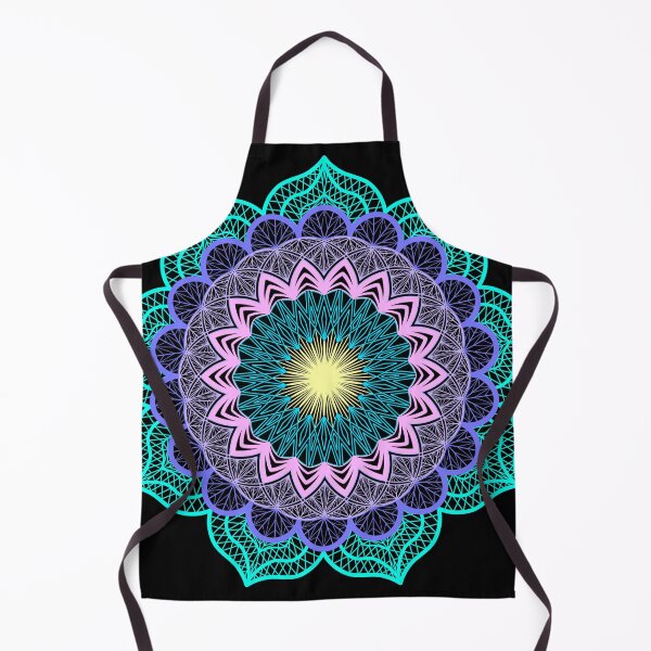 Item preview, Blue purple pink yellow mandala on black designed and sold by CreaTwinkles.