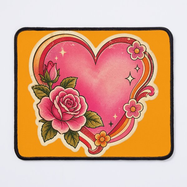 Item preview, Vintage Retro Heart & Rose Tattoo - 70s Groovy Floral Aesthetic designed and sold by Euphoric Girls Store.