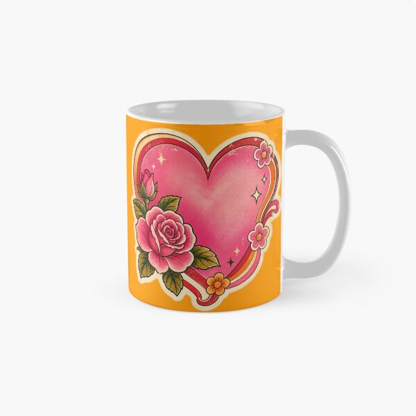 Item preview, Vintage Retro Heart & Rose Tattoo - 70s Groovy Floral Aesthetic designed and sold by Euphoric Girls Store.