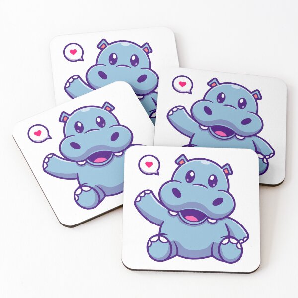 Item preview, Cute Waving Hippo with Love Heart Bubble designed and sold by Gromiber.