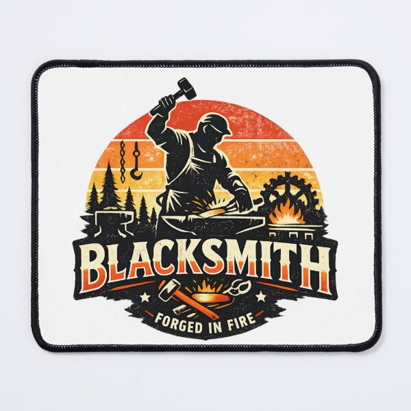 Item preview, Vintage Blacksmith Forge Silhouette – Forged in Fire Retro designed and sold by SidTastic .