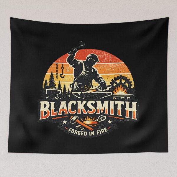Item preview, Vintage Blacksmith Forge Silhouette – Forged in Fire Retro designed and sold by SidTastic .