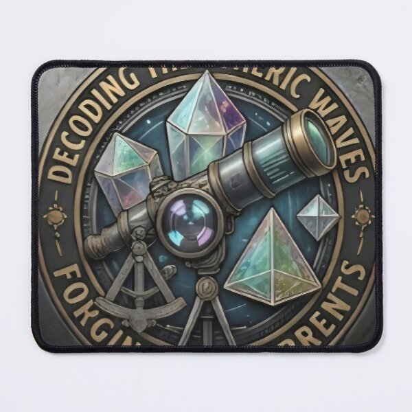 Item preview, Decoding the Etheric Waves: Steampunk Crystal Telescope Emblem designed and sold by PureDesignLab1.