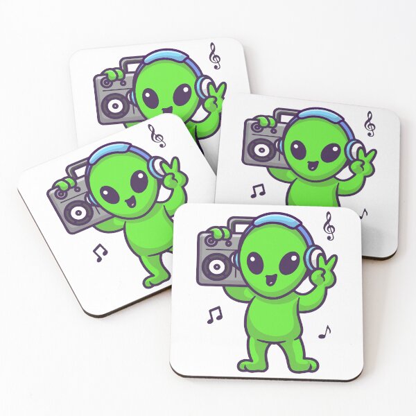 Item preview, Cool Space Alien Listening to Boombox Radio designed and sold by Gromiber.