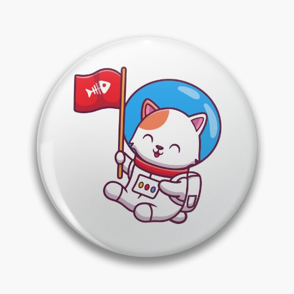 Item preview, Cute Cat Astronaut Holding Fish Bone Flag in Space designed and sold by Gromiber.