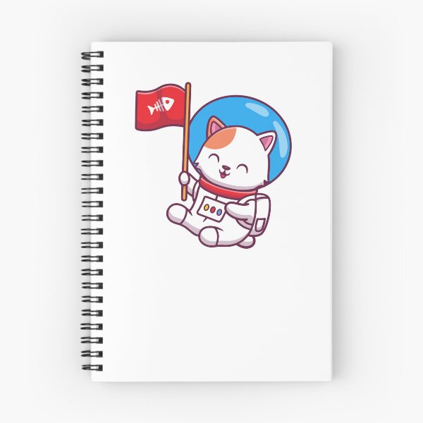 Item preview, Cute Cat Astronaut Holding Fish Bone Flag in Space designed and sold by Gromiber.