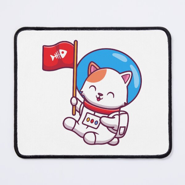 Item preview, Cute Cat Astronaut Holding Fish Bone Flag in Space designed and sold by Gromiber.