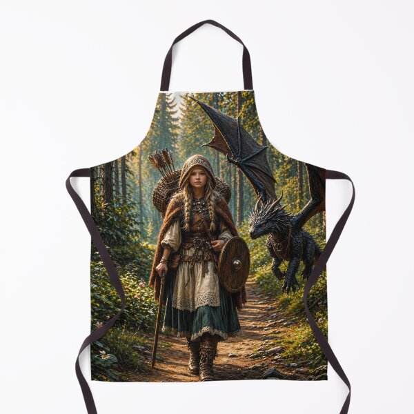 Item preview, Fantasy Warrior Girl with Dragon in Enchanted Forest | Magic and Adventure Art designed and sold by DrakariArt.
