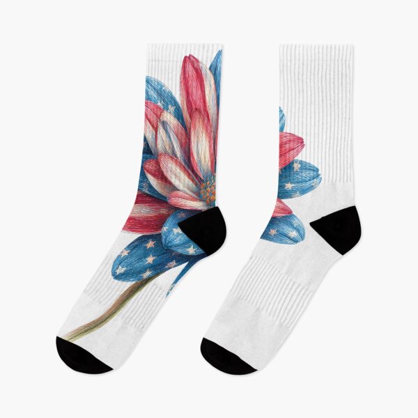 Item preview, American flag patriotic flower drawing designed and sold by dcrc.