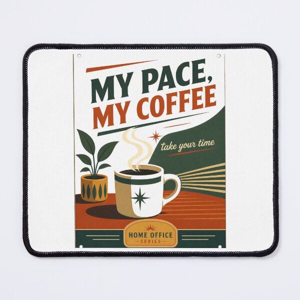 Item preview, My Pace, My Coffee – Retro Home Office Poster | Cozy Work From Home Aesthetic designed and sold by Galskap.