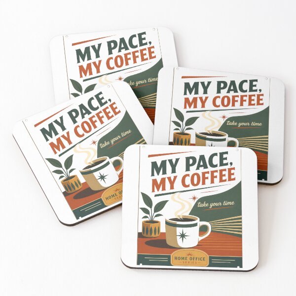 Item preview, My Pace, My Coffee – Retro Home Office Poster | Cozy Work From Home Aesthetic designed and sold by Galskap.