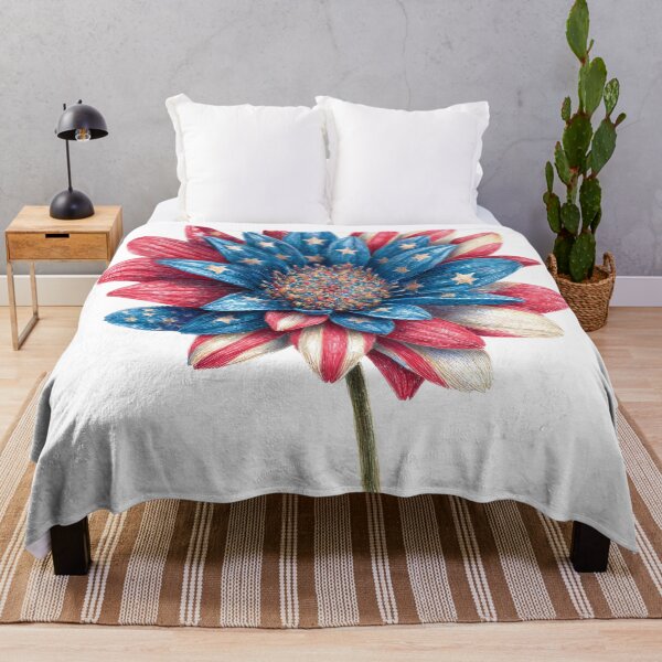 Item preview, American flag patriotic flower drawing designed and sold by dcrc.