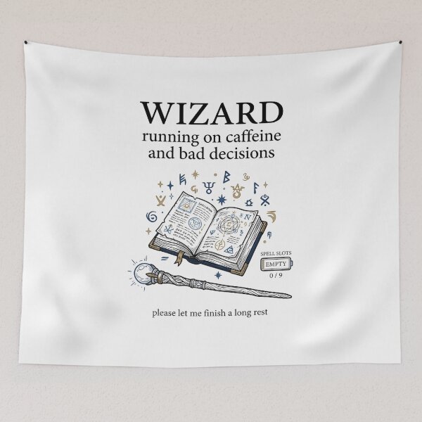 Item preview, Wizard Running On Caffeine And Bad Decisions Long Rest Design designed and sold by Fenay Designs.