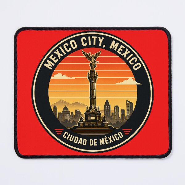 Item preview, Mexico City Mexico Retro Badge Shirt – Ciudad de México Angel Sunset Design designed and sold by Laughprints.