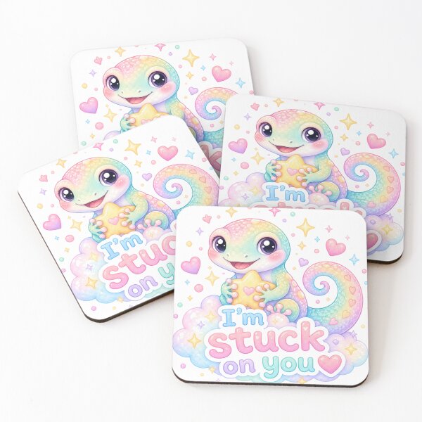 Item preview, Cute Pastel Chameleon “I’m Stuck on You” Funny Love Quote Kawaii Animal designed and sold by Nusha Creations.