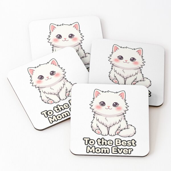 Artikelvorschau, An die beste Mama der Welt – Entzückende weiße Kawaii-Katze entworfen und verkauft von Wennity.