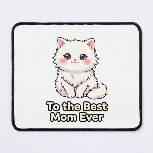 Artikelvorschau, An die beste Mama der Welt – Entzückende weiße Kawaii-Katze entworfen und verkauft von Wennity.